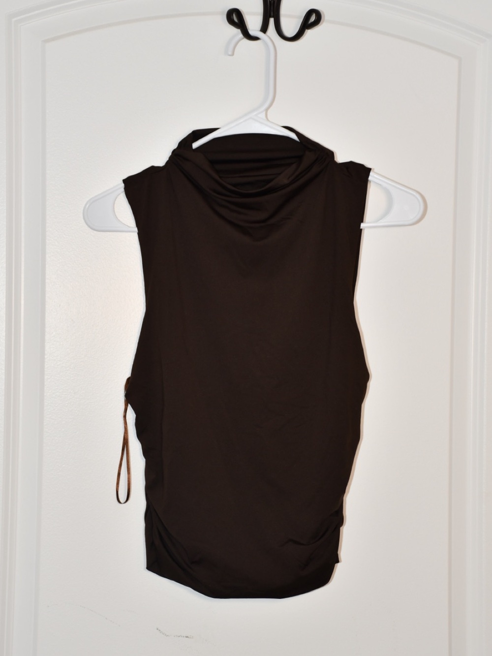 Sleeveless Cowl Neck Tank Top in Dark Brown